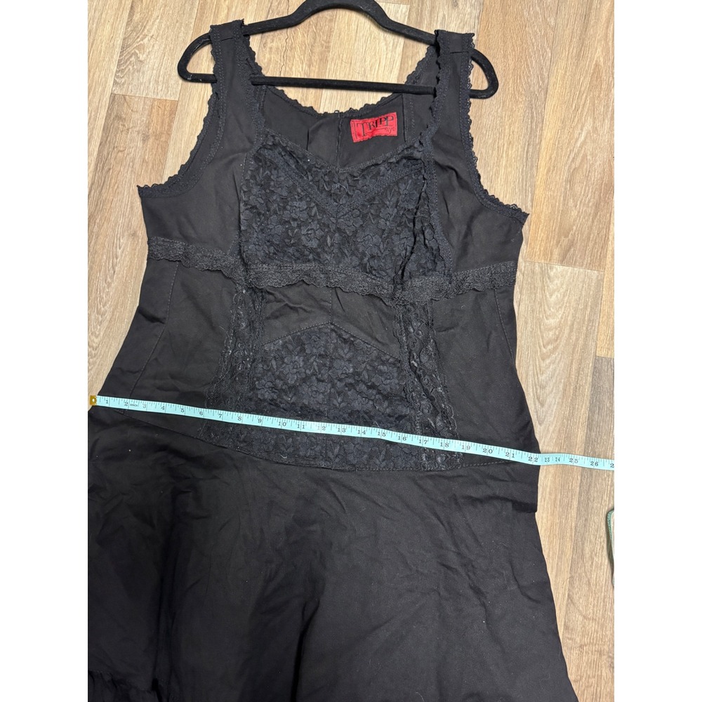 Tripp NYC Black Lace Trim Ruffle Hem Gothic Mini Dress Sleeveless Punk - Picture 10 of 11